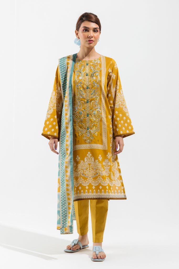 Beechtree 3Pc Embroidered Printed Suit (BT3S23U53)