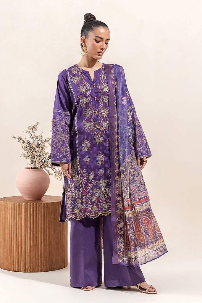 Beechtree 3Pc Embroidered Lawn Suit (BT4S23U17-PURPLE)