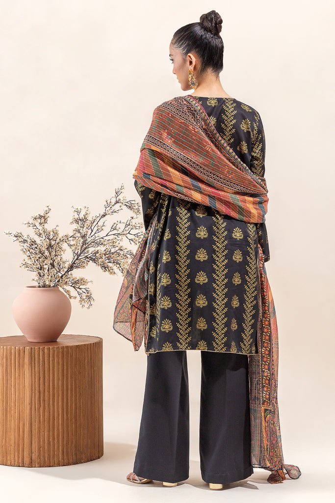 Beechtree 3Pc Embroidered Lawn Suit (BT4S23U18-BLACK)