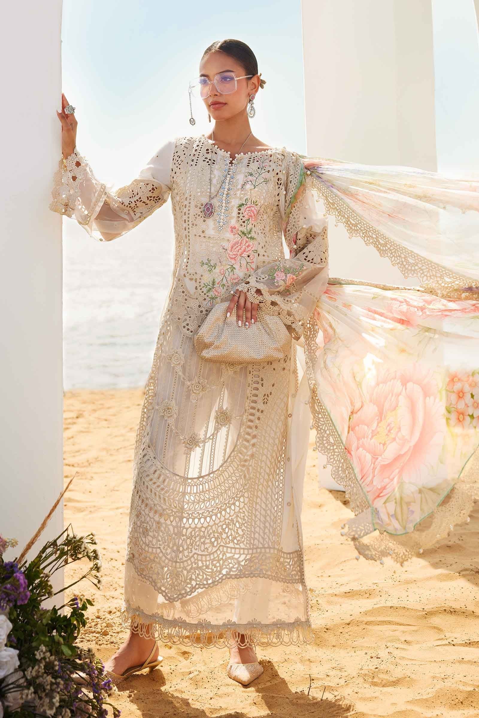 Maria B 3Pc Embroidered Lawn Suit EID LAWN-25-07 XL gulbuy.com