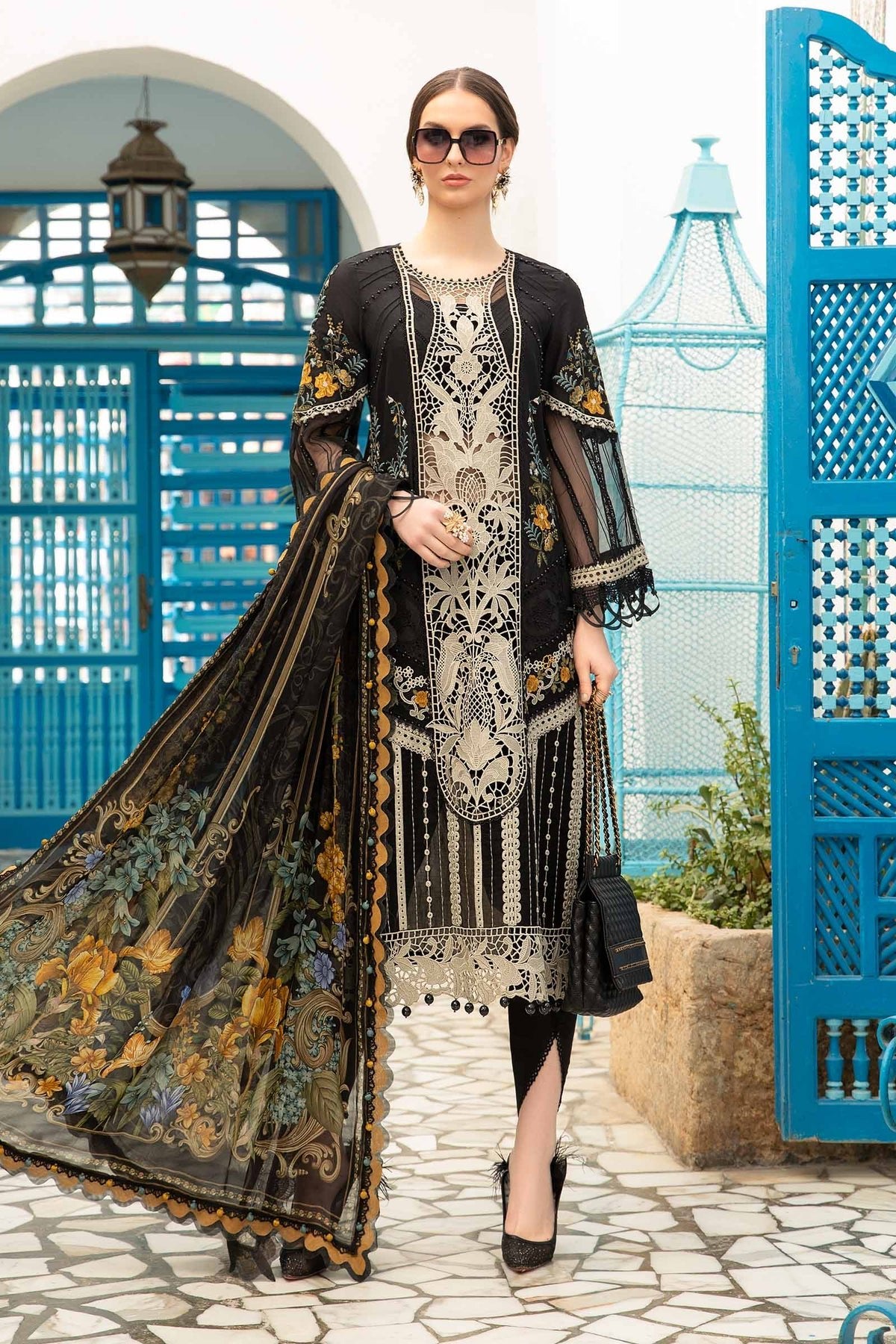 Maria B Eid Collection 3Pc Embroidered Lawn Suit (D-2415-B)