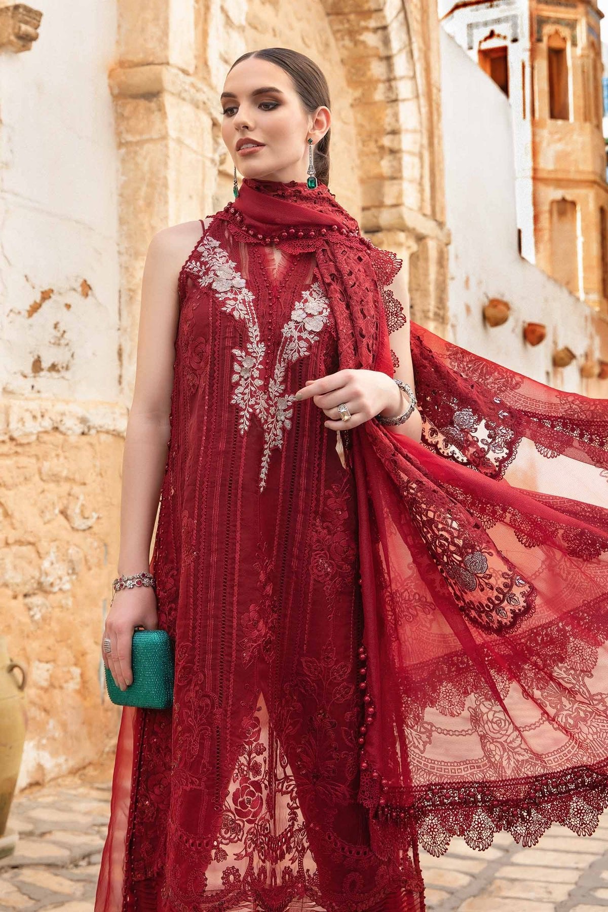 Maria B Eid Collection 4Pc Embroidered Lawn Suit (D-2401-B)