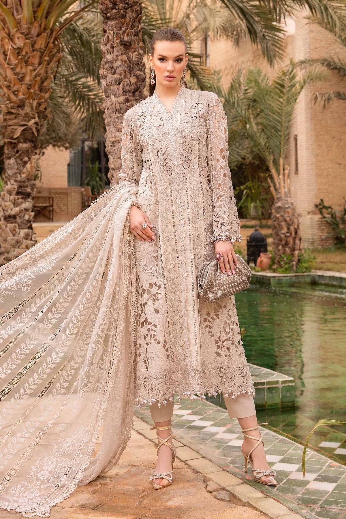 Maria B Eid Collection 3Pc Embroidered Lawn Suit (D-2409-A)