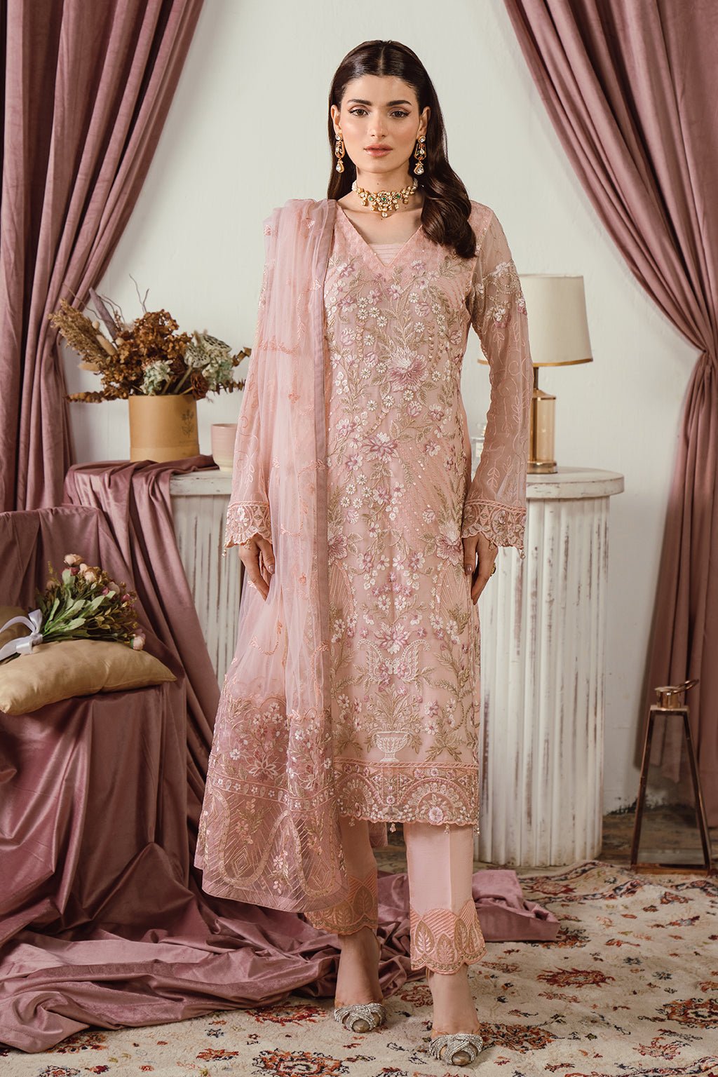 Ramsha 3 Piece Embroidered Chiffon Suit (F-2502)
