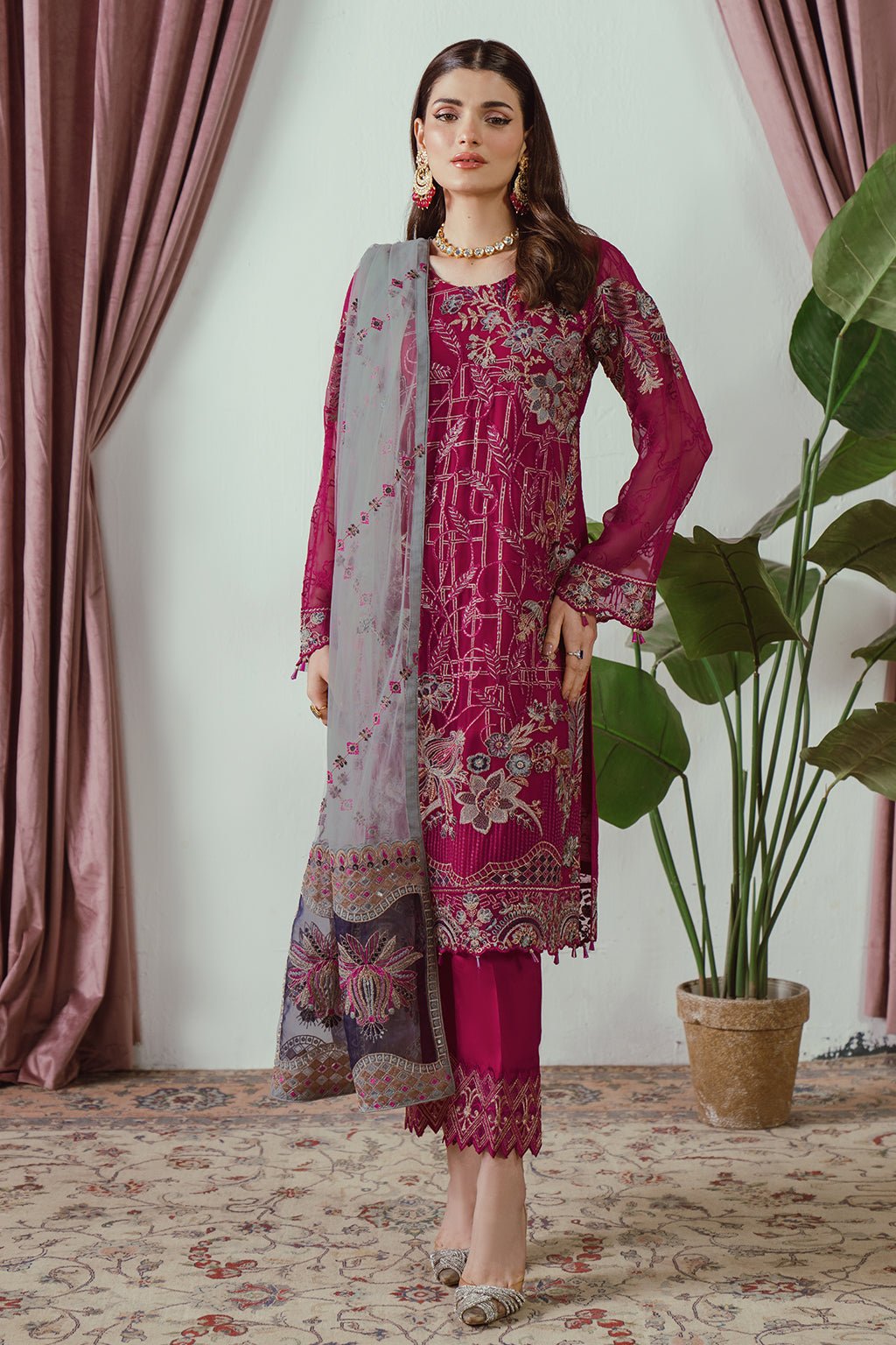 Ramsha 3 Piece Embroidered Chiffon Suit (F-2506)