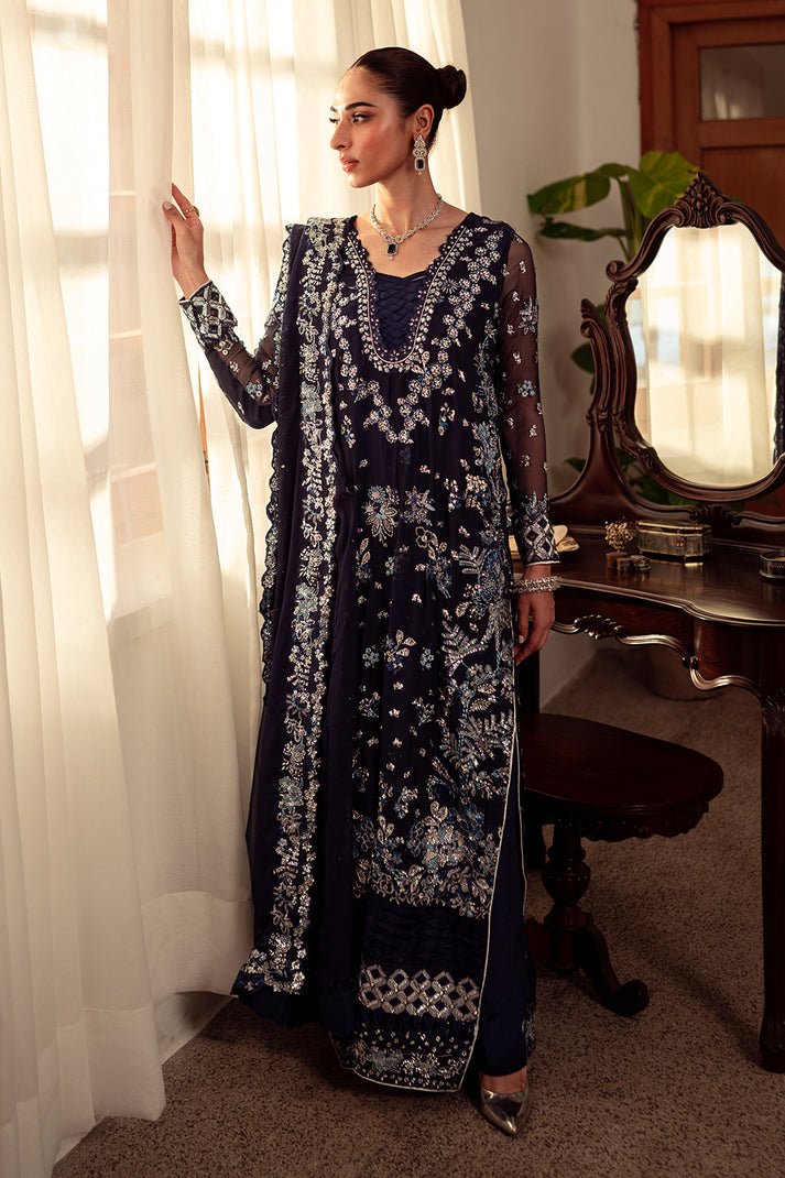 NEESHAY 3PC EMBROIDERED CHIFFON SUIT (Neelam)