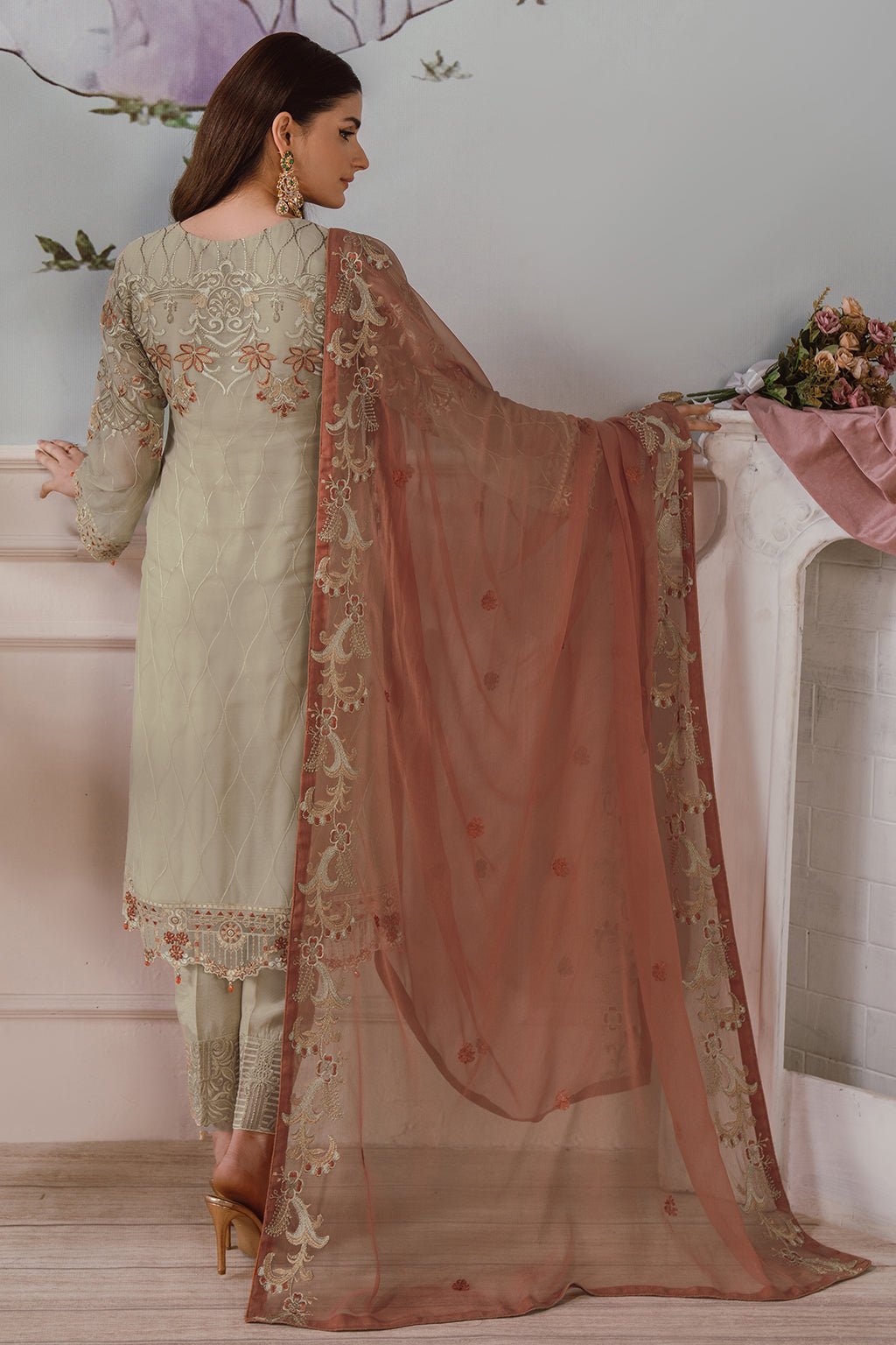 Ramsha 3 Piece Embroidered Chiffon Suit (F-2505)