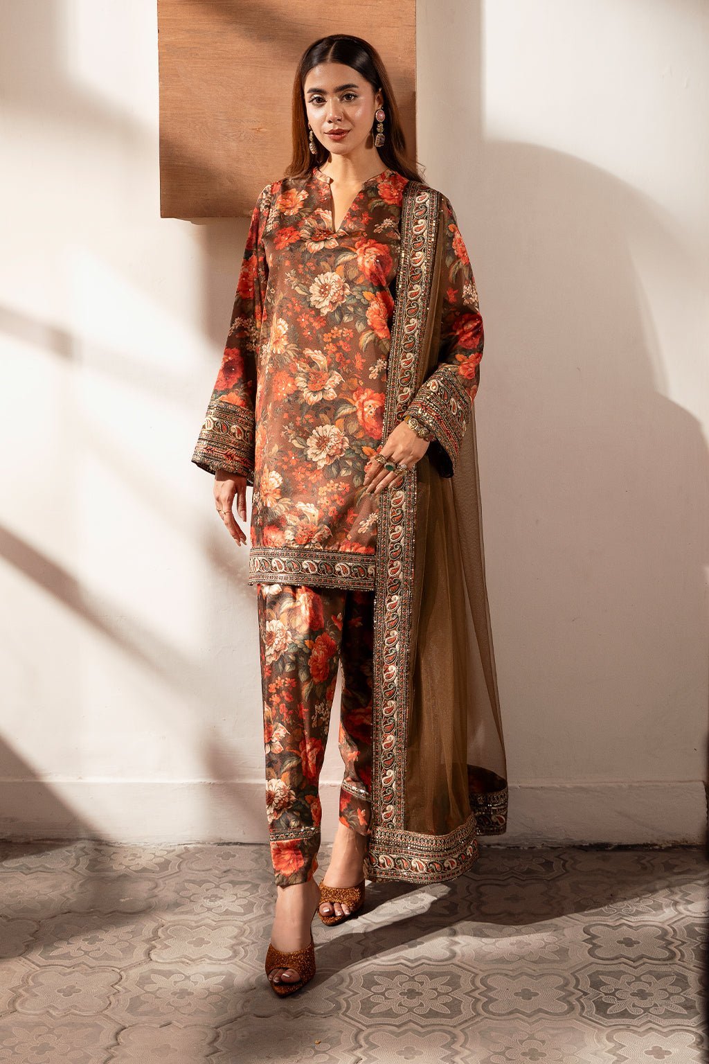 Sheenora 3Pc Embroidered Shamoz Silk Dress JANAN L gulbuy.com