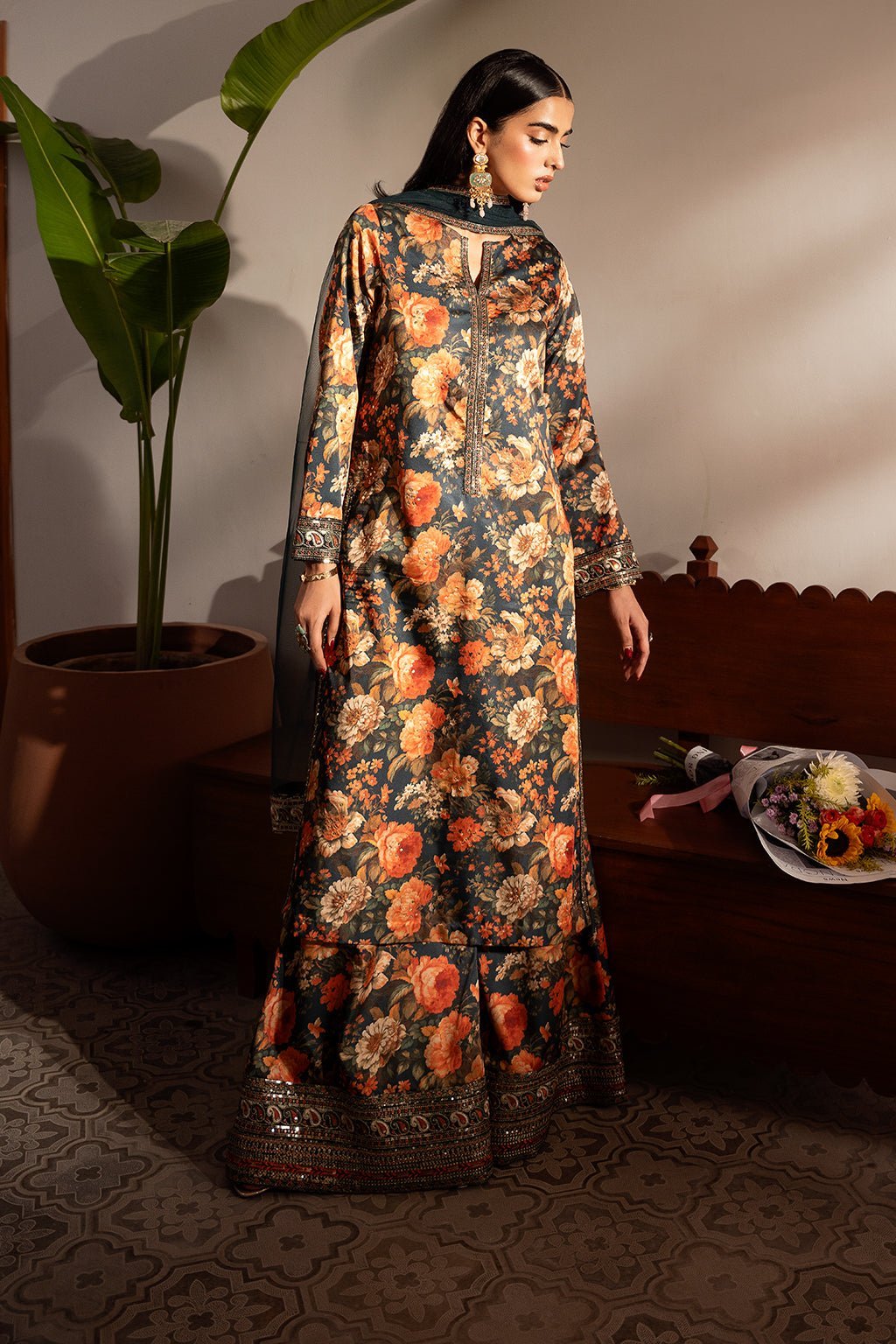 Sheenora 3Pc Embroidered Shamoz Silk Dress SIENNA L gulbuy.com