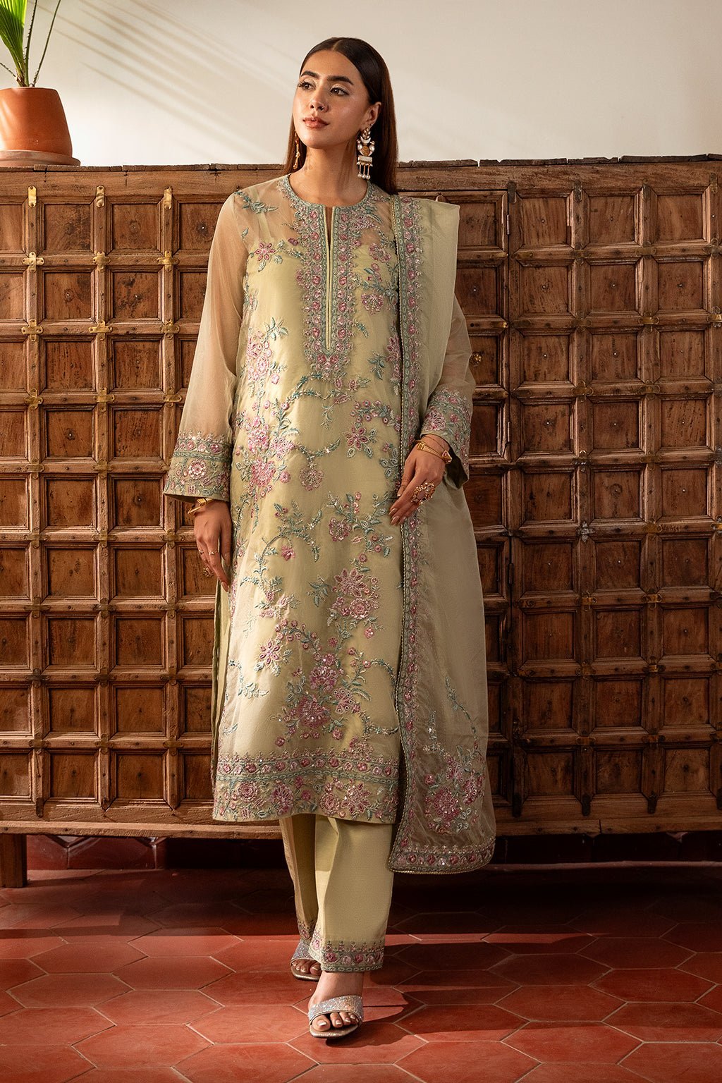Sheenora 3Pc Embroidered Organza Dress ESME L gulbuy.com