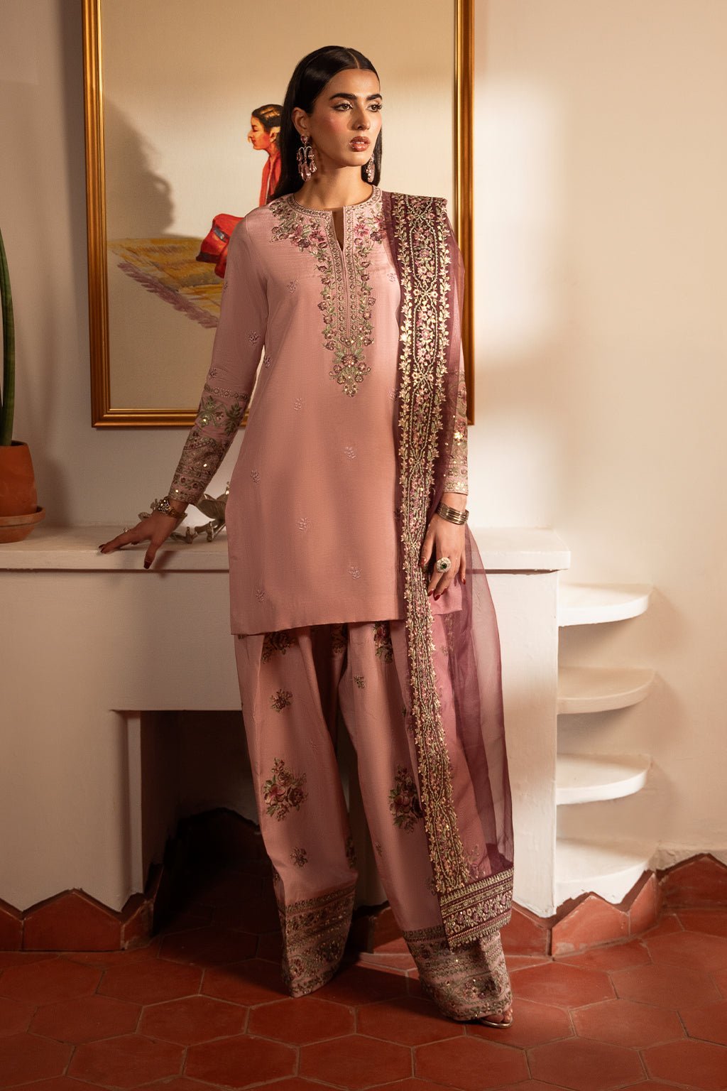 Sheenora 3Pc Embroidered Silk Dress LILAC SERENITY L gulbuy.com
