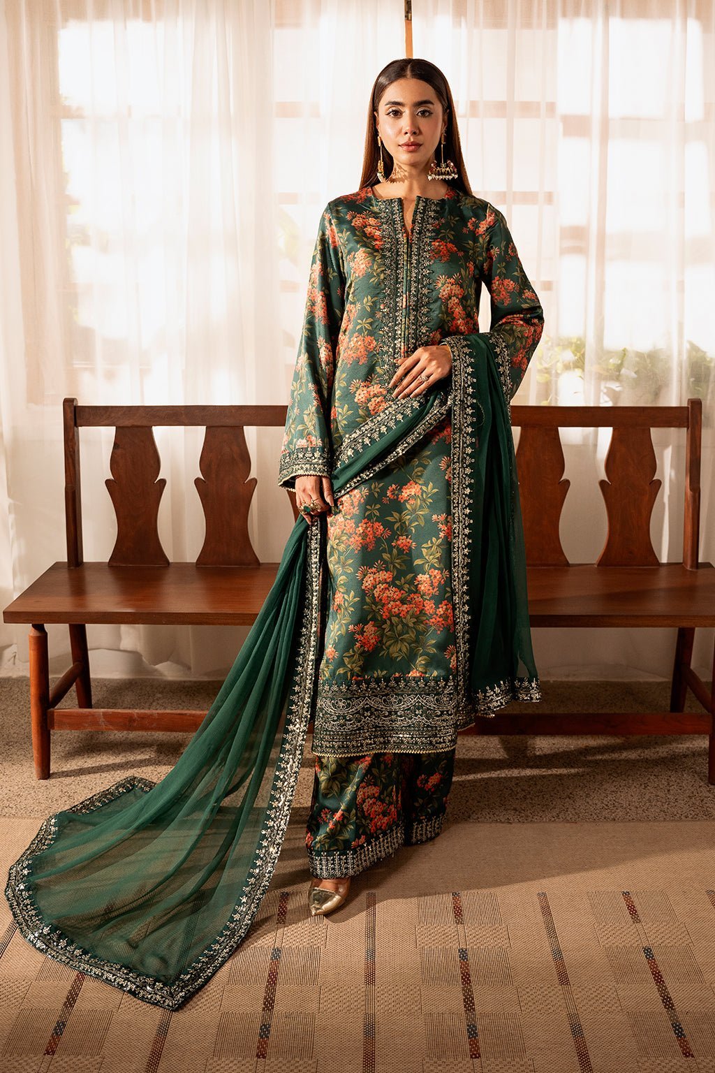 Sheenora 3Pc Embroidered Shamoz Silk Dress OMAVI L gulbuy.com