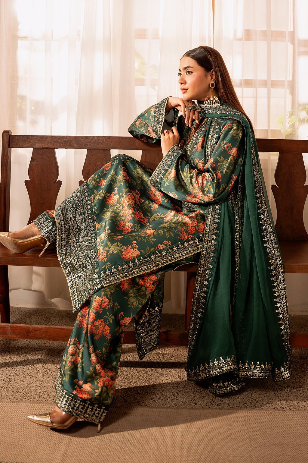 Sheenora 3Pc Embroidered Shamoz Silk Dress OMAVI gulbuy.com