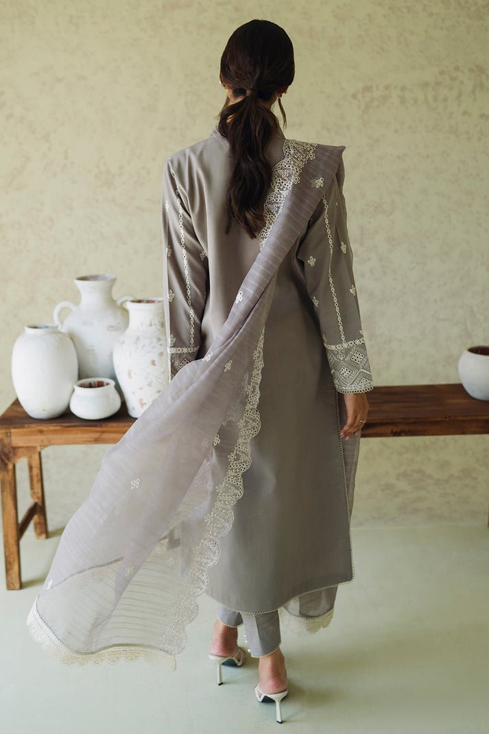 NEESHAY 3PC EMBROIDERED LAWN SUIT (Ash)