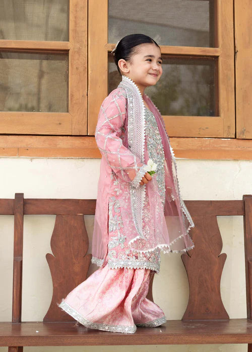 Hassens 3Pc Embraided Chiffon Kids Suit Khushi Kids gulbuy.com