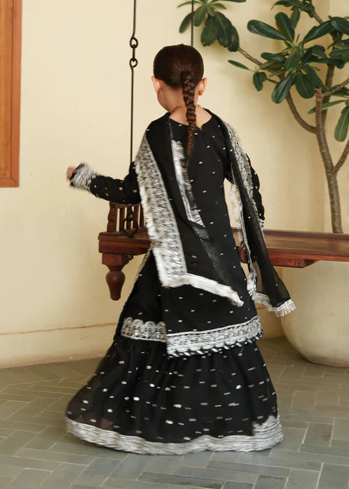 Hassens 3Pc Embraided Chiffon Kids Suit Mahpara Kids gulbuy.com