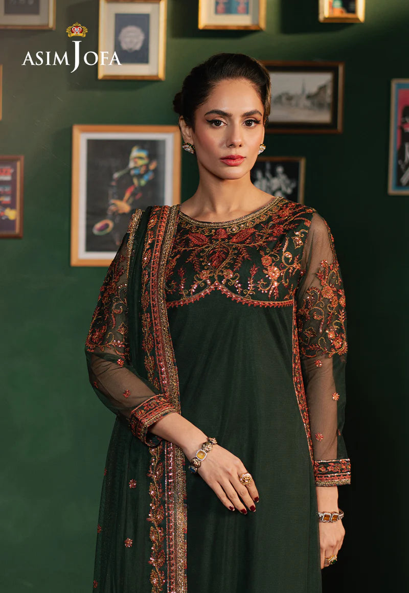 Asim Jofa 3Pc Embroidered Net Suit AJPF-08 gulbuy.com