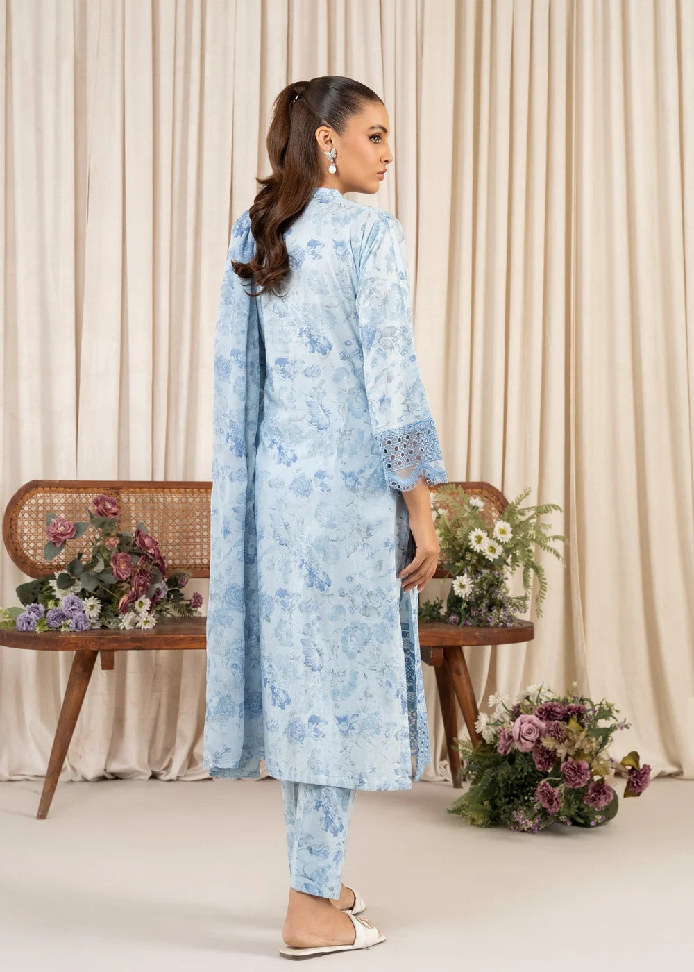 Sahibas By Mirza 3Pc Embroidered Lawn Suit Izrume - Blue gulbuy.com