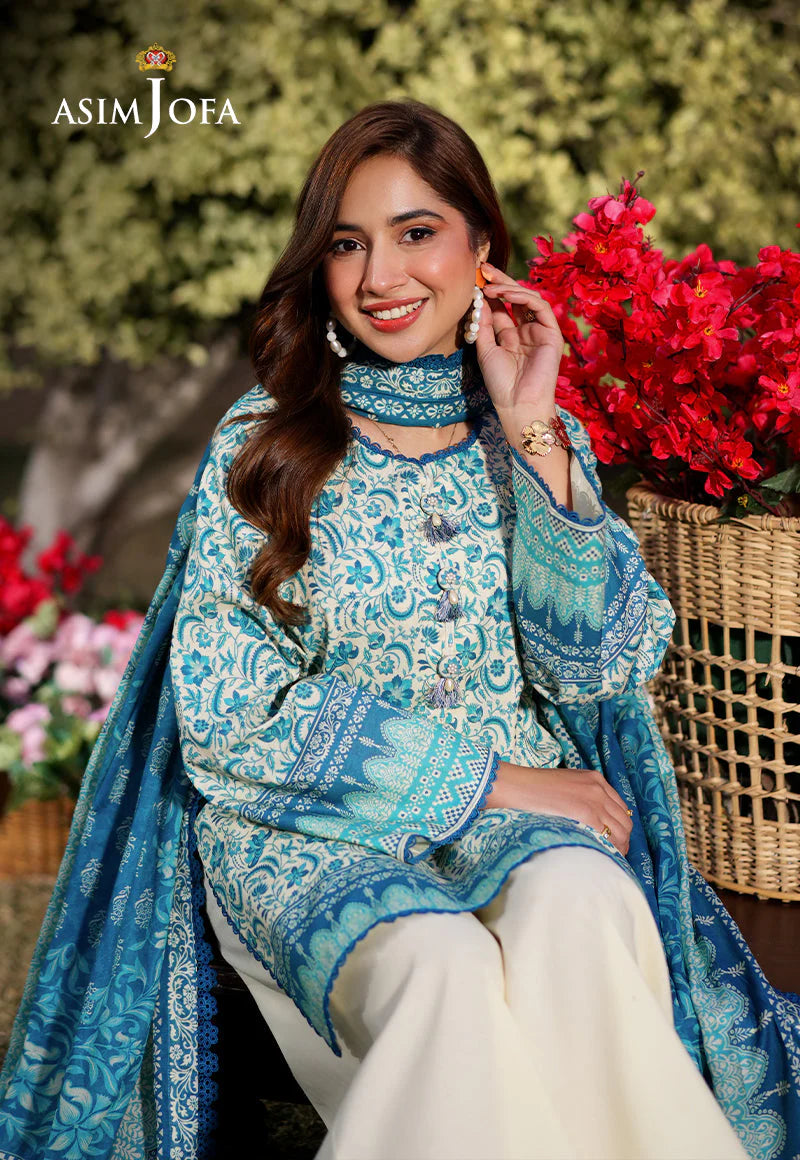 Asim Jofa 3Pc Digital Printed Lawn Suit AJUUB-13 gulbuy.com