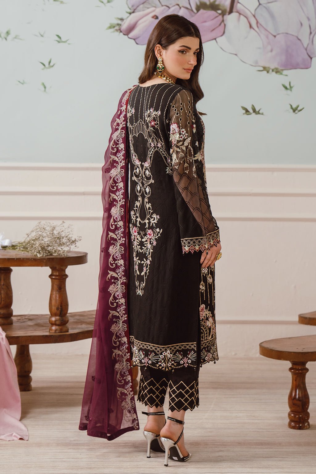 Ramsha 3 Piece Embroidered Chiffon Suit (F-2504)