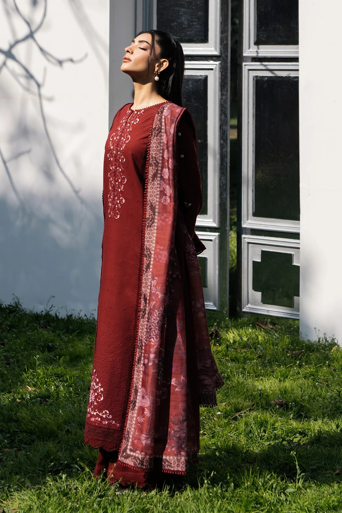 Ziva 3Pc Embroidered Lawn Suit Triana gulbuy.com