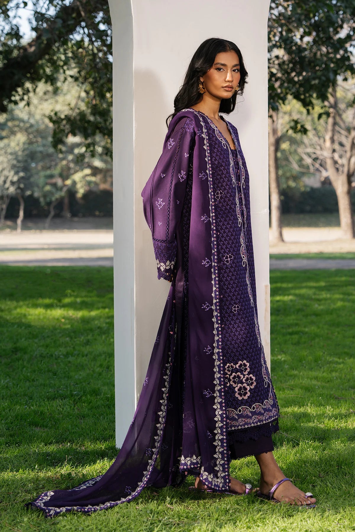 Ziva 3Pc Embroidered Lawn Suit Mina gulbuy.com
