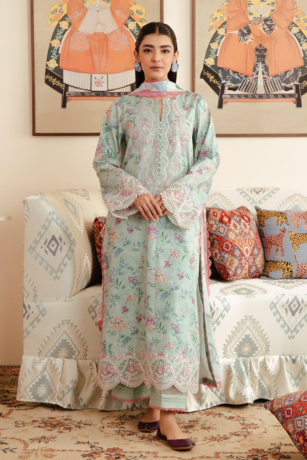 AFROZEH 3PC EMBROIDERED LAWN SUIT (689-Aruna-MALINA)