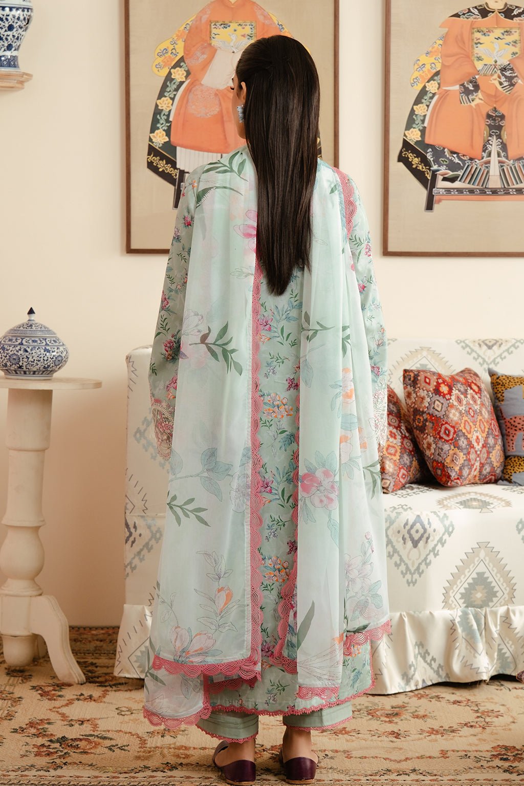 AFROZEH 3PC EMBROIDERED LAWN SUIT (689-Aruna-MALINA)