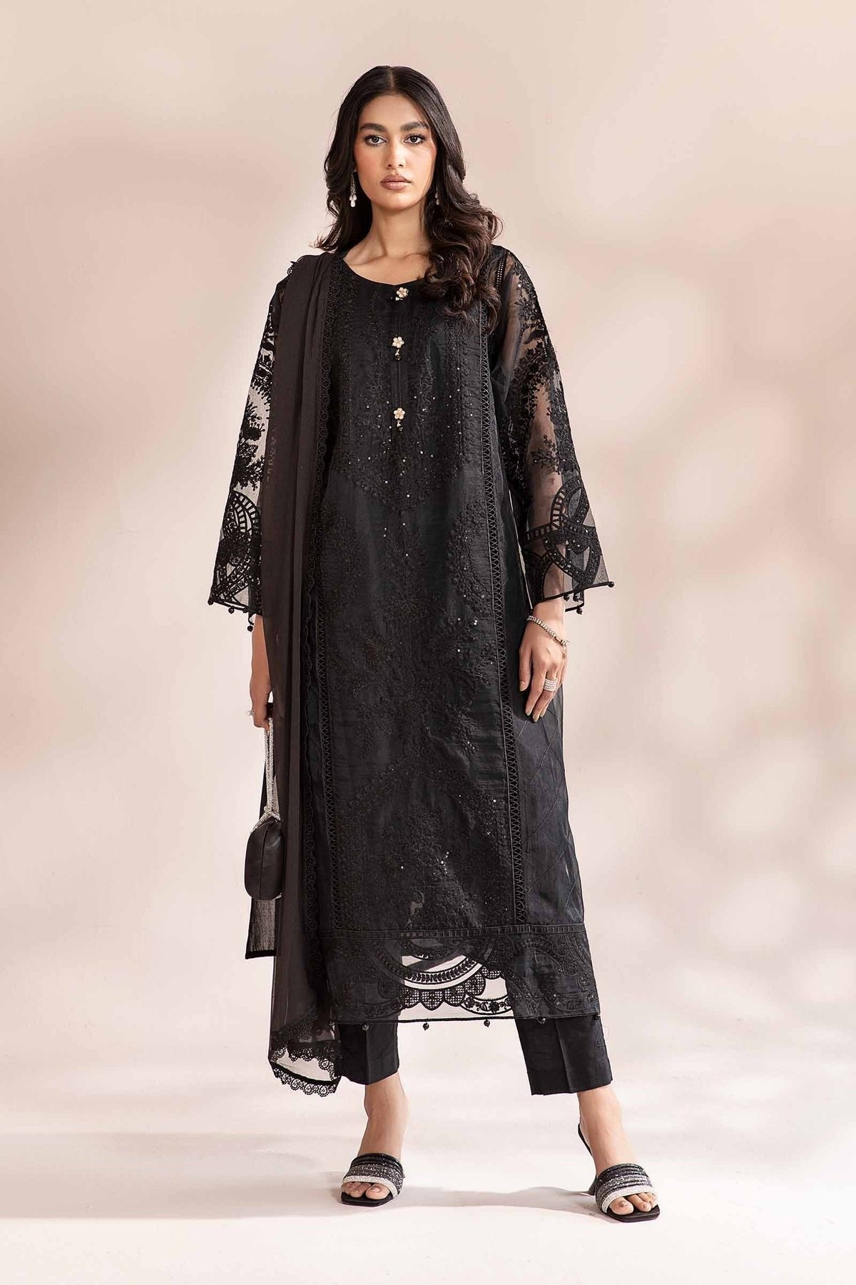 Maria B 3Pc Embroidered Organza Suit (DW-MN24-01)