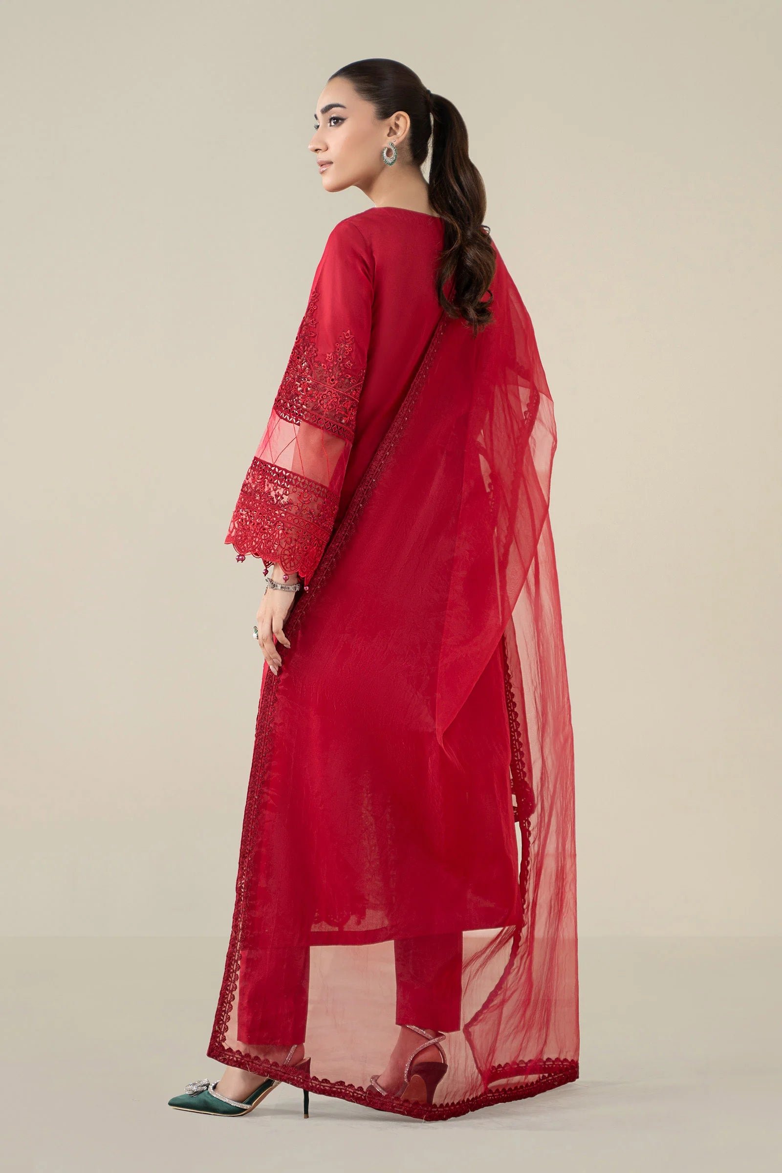 Maria B 3Pc Embroidered Lawn Suit DW-EF25-08-Red gulbuy.com