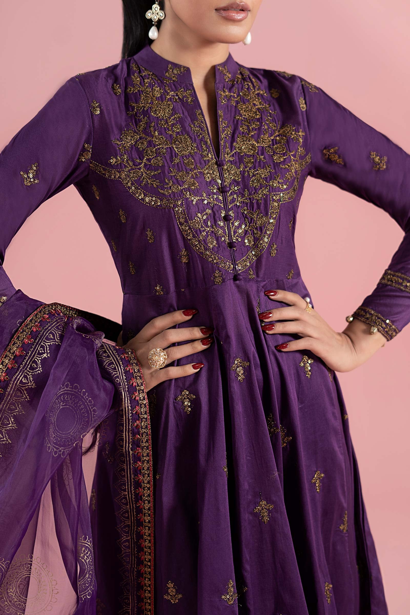 Maria B 3Pc Embroidered Lawn Suit DW-EA25-12-Purple gulbuy.com