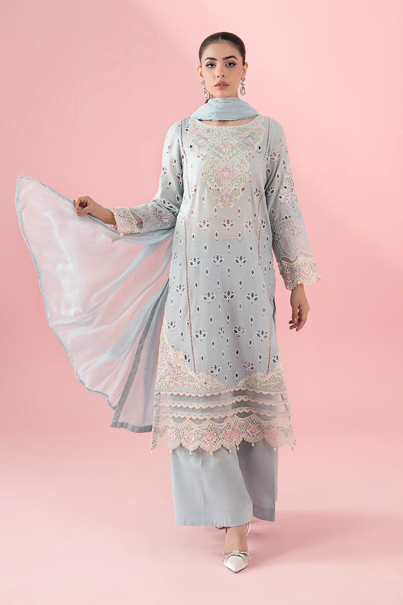 Maria B 3Pc Embroidered Lawn Suit DW-EA25-15-Blue XL gulbuy.com