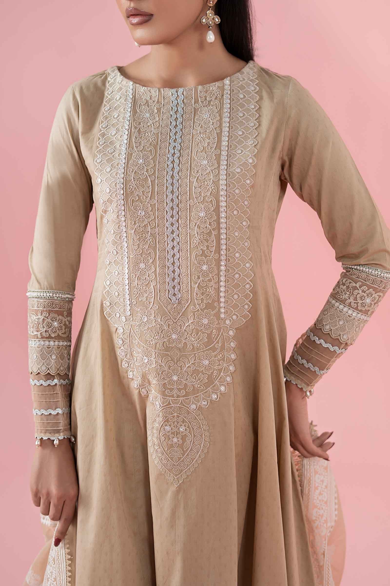 Maria B 3Pc Embroidered Lawn Suit DW-EA25-37-Coffee gulbuy.com