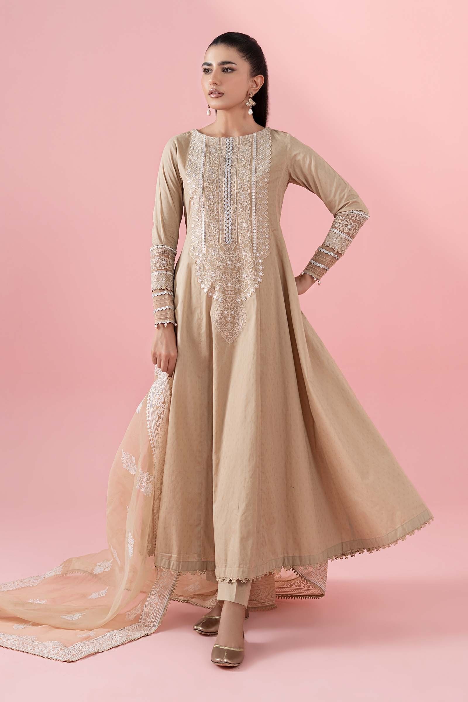 Maria B 3Pc Embroidered Lawn Suit DW-EA25-37-Coffee XL gulbuy.com