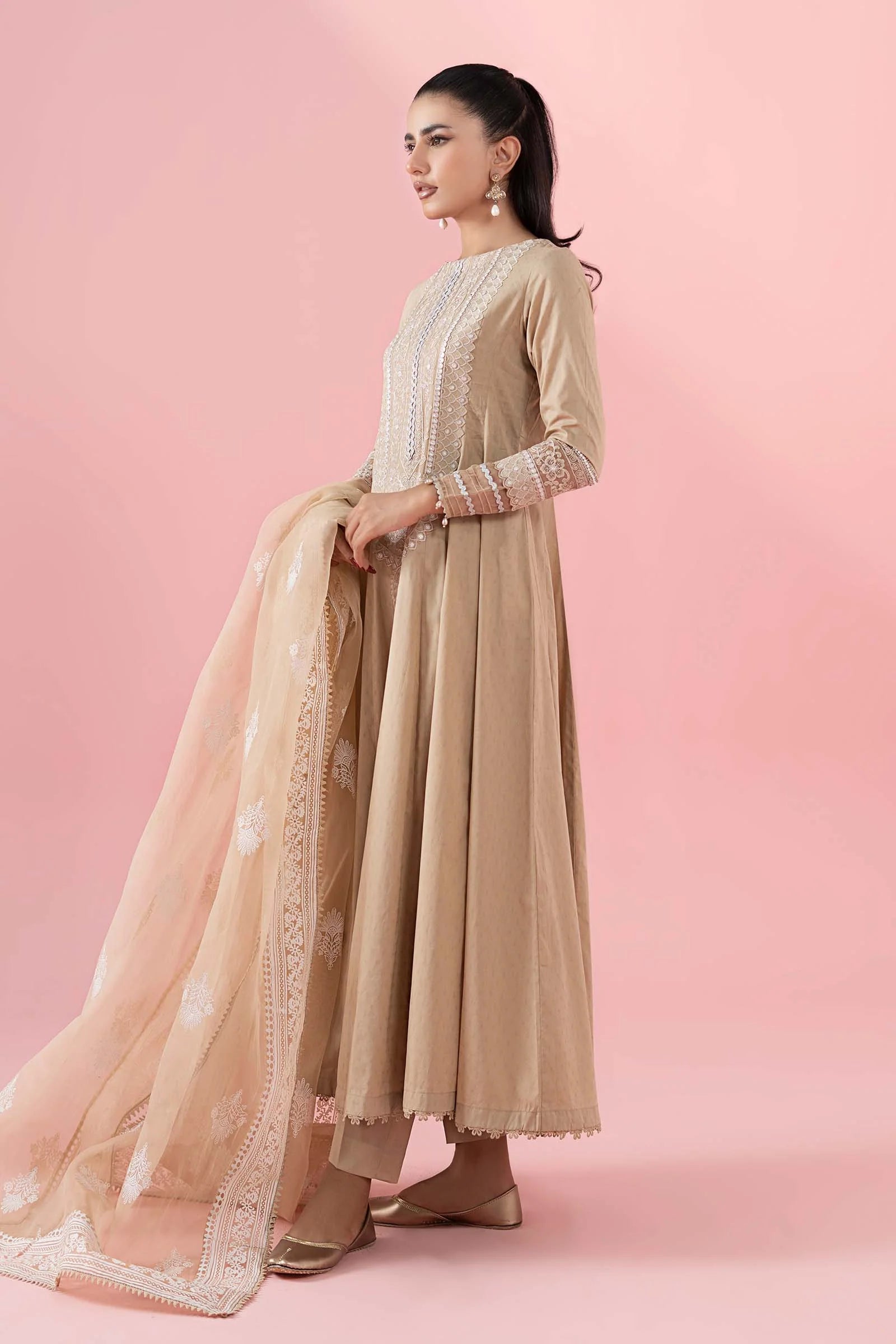 Maria B 3Pc Embroidered Lawn Suit DW-EA25-37-Coffee gulbuy.com