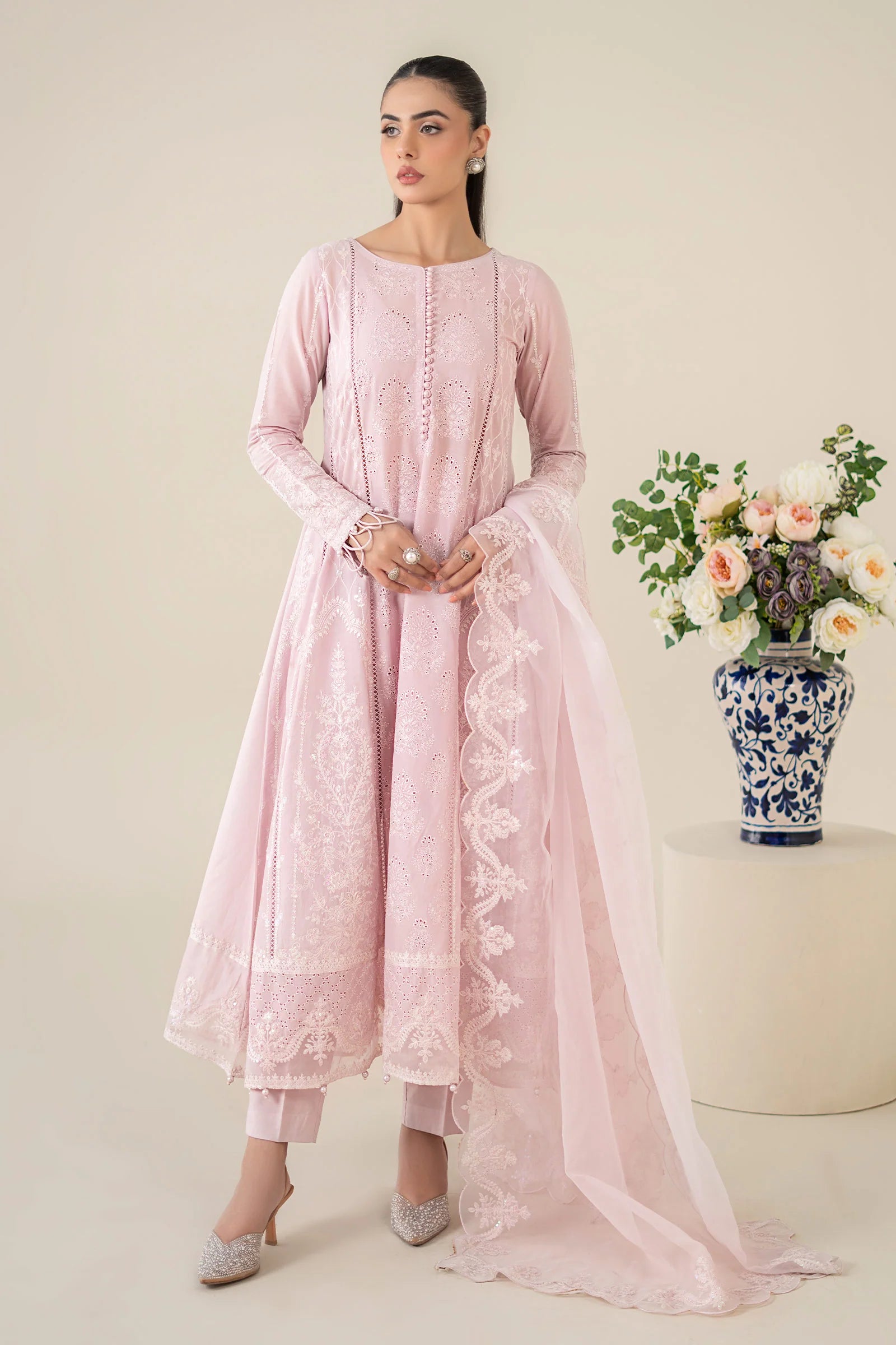 Maria B 3Pc Embroidered Lawn Suit DW-EA25-39-Pink XL gulbuy.com