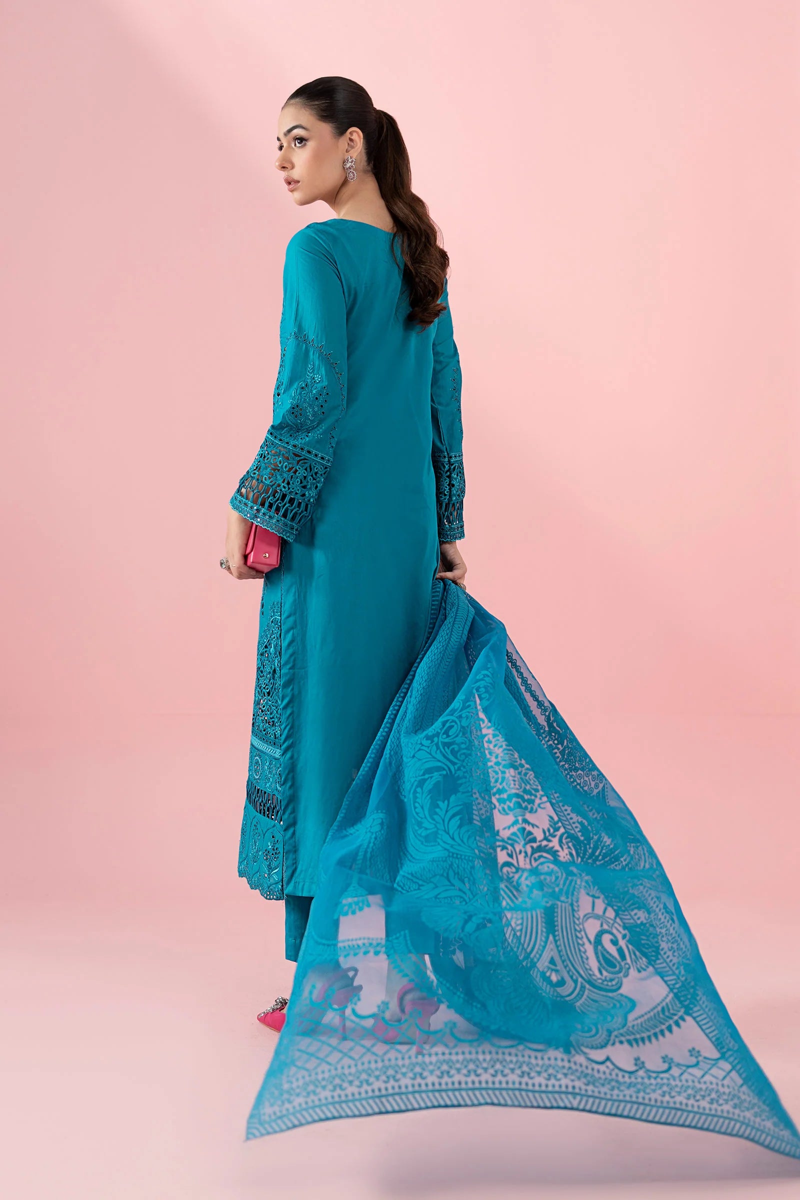 Maria B 3Pc Embroidered Lawn Suit DW-EA25-74-Turquoise gulbuy.com