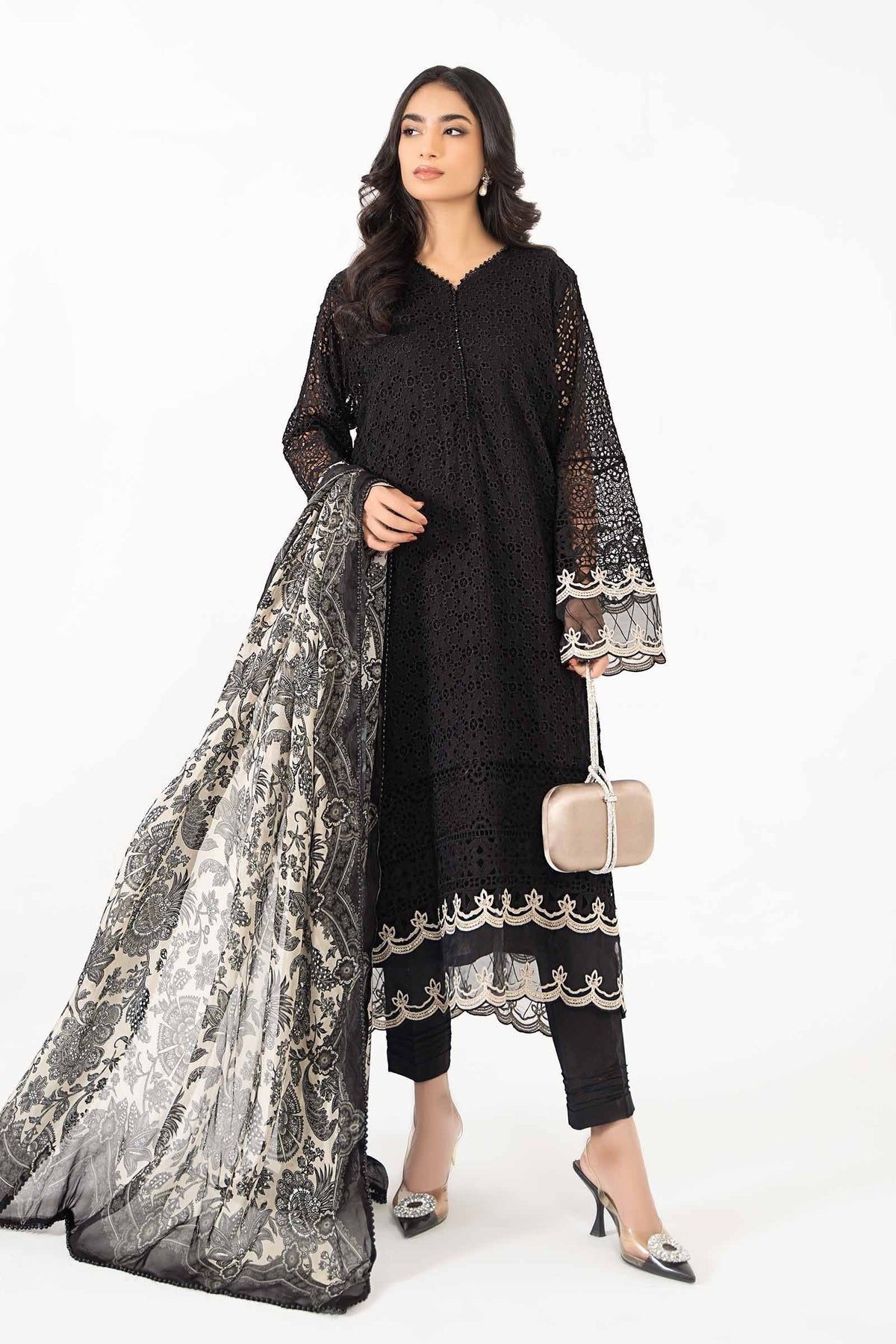 Maria B 3Pc Embroidered Chiffon Suit (DW-MN24-10)