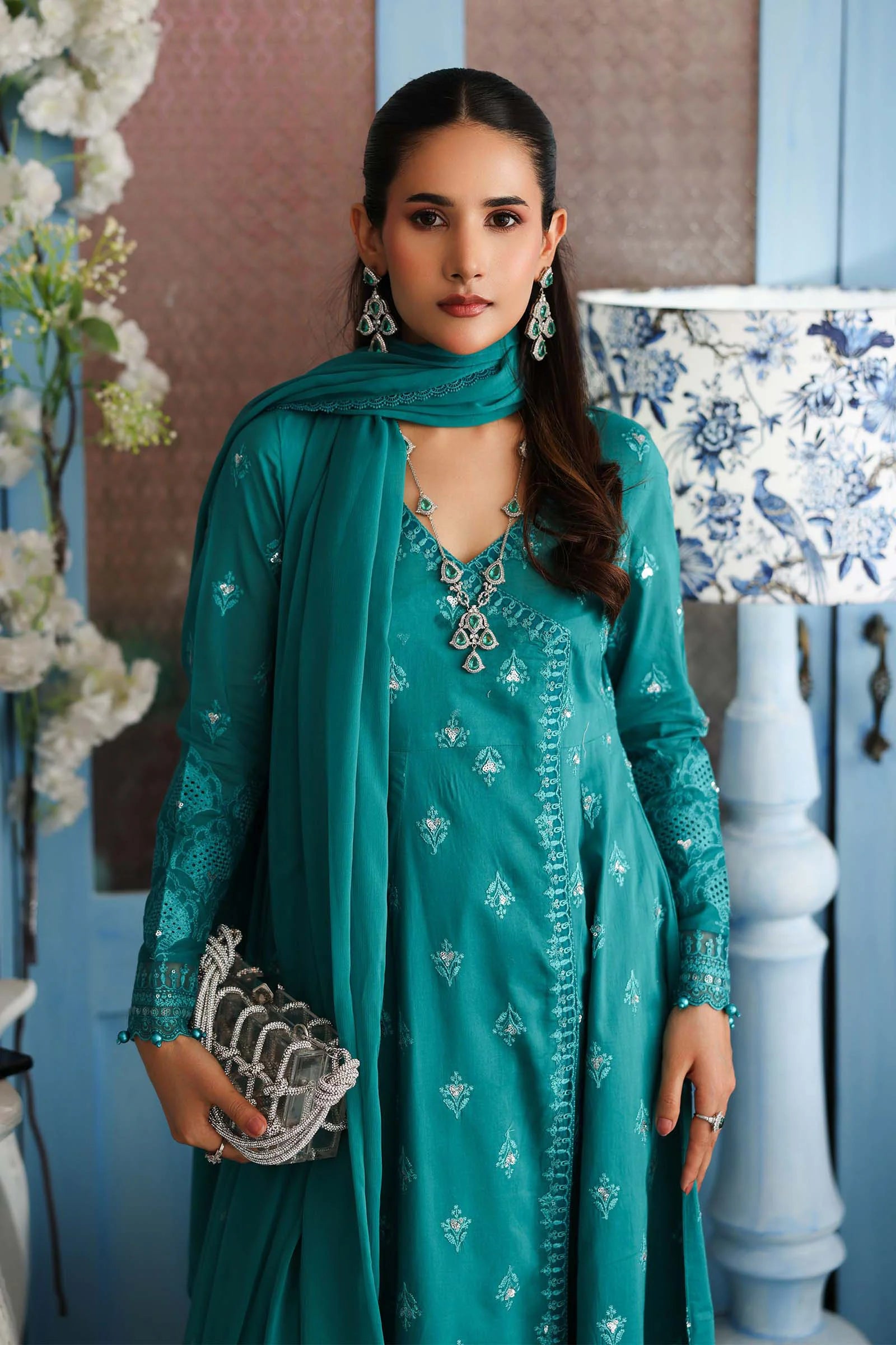 Maria B 3Pc Embroidered Lawn Suit DW-EA25-61-Tea gulbuy.com