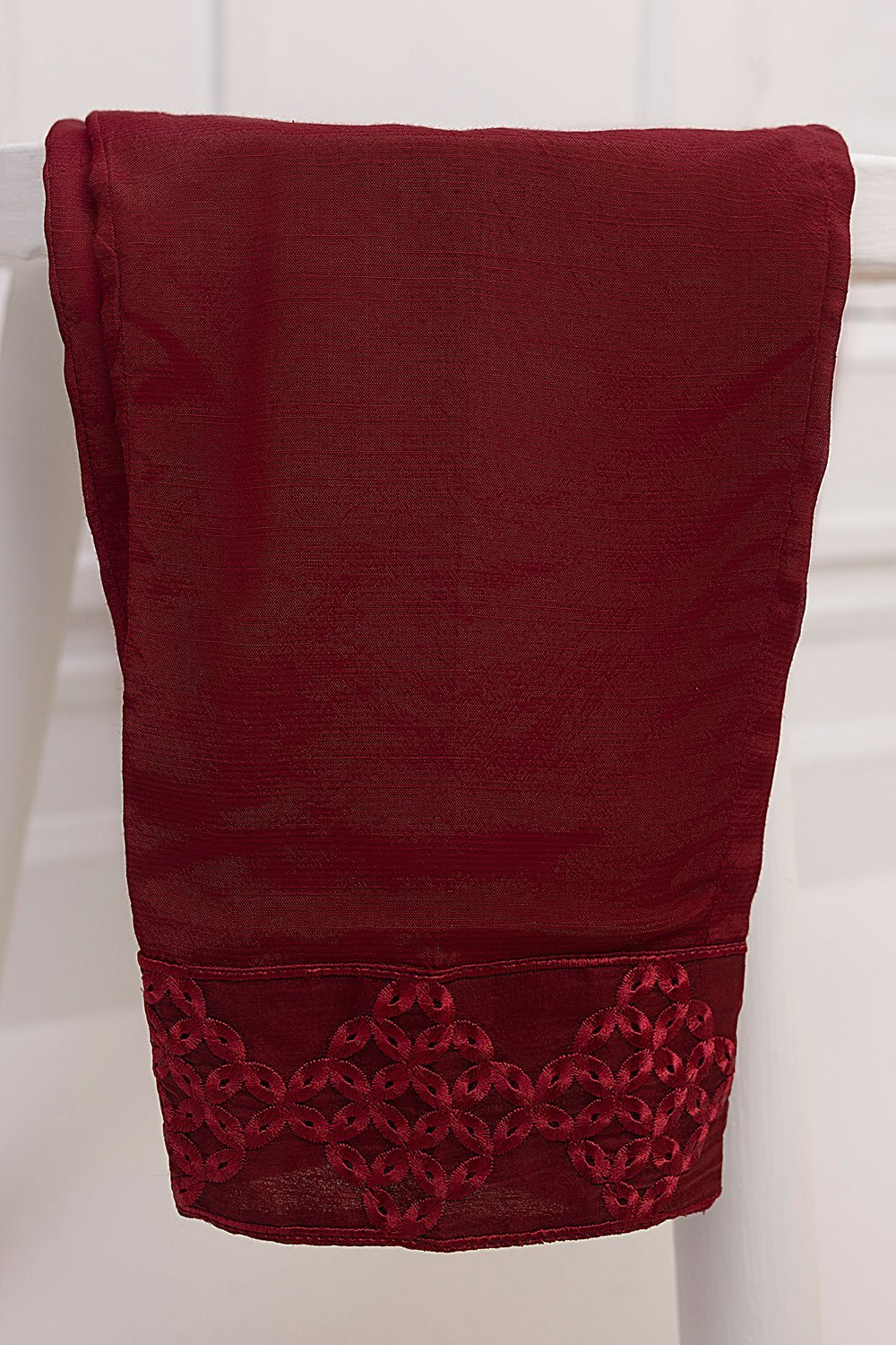 AZURE 3PC EMBROIDERED CHIFFON SUIT (Deep-Claret)