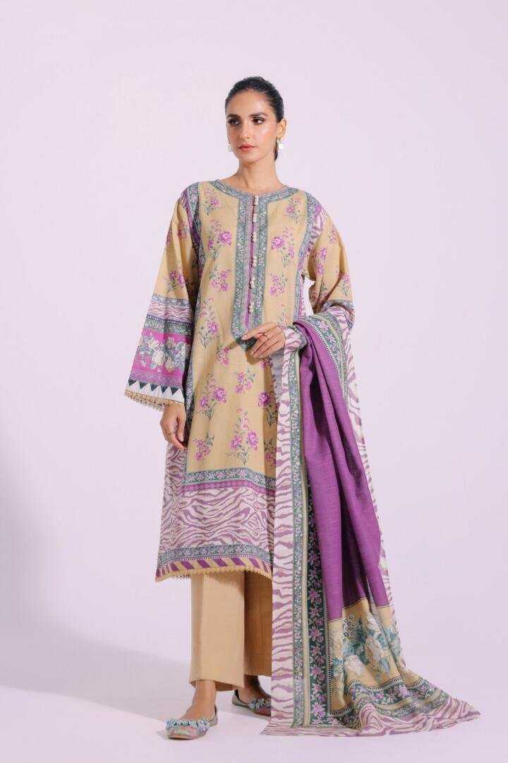 Ethnic 3 Piece Printed Khaddar Suit (E0282/202/007)