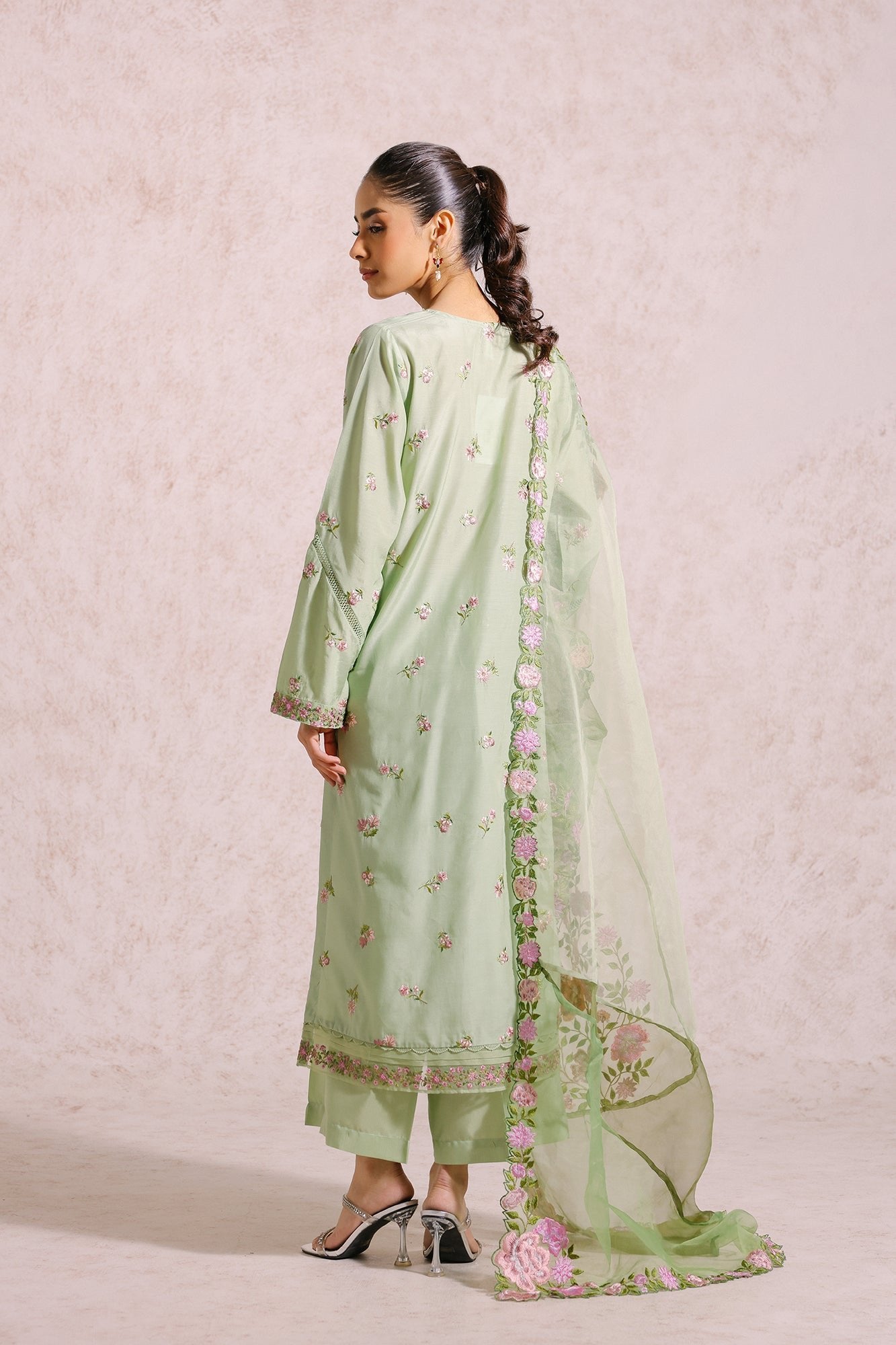 Ethnic 3 Piece Embroidered Organza Suit (E0527/105/720)