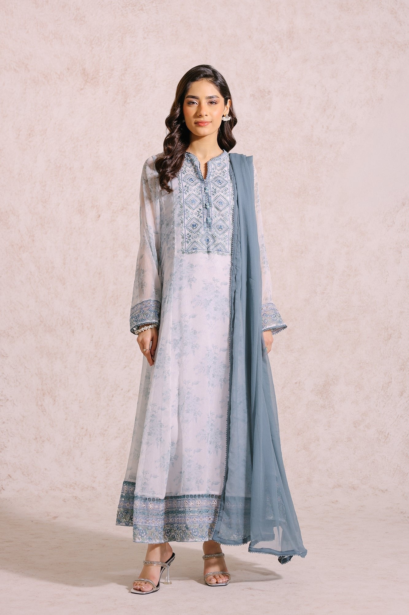 Ethnic 3 Piece Embroidered Chiffon Suit (E0534/105/913)