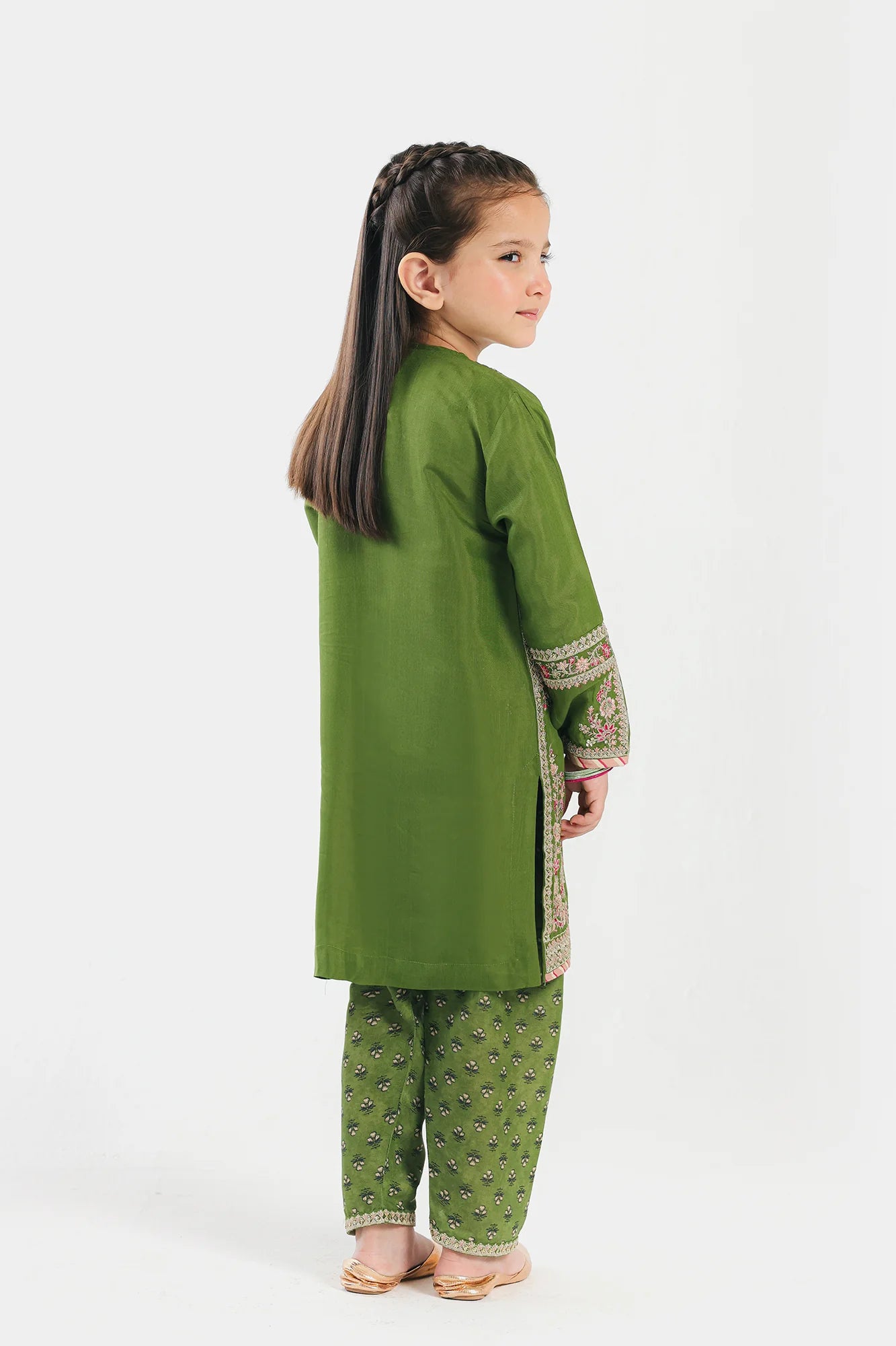 Ethnic 2Pc Embroidered Raw Silk Kids Suit E0541/404/701 gulbuy.com