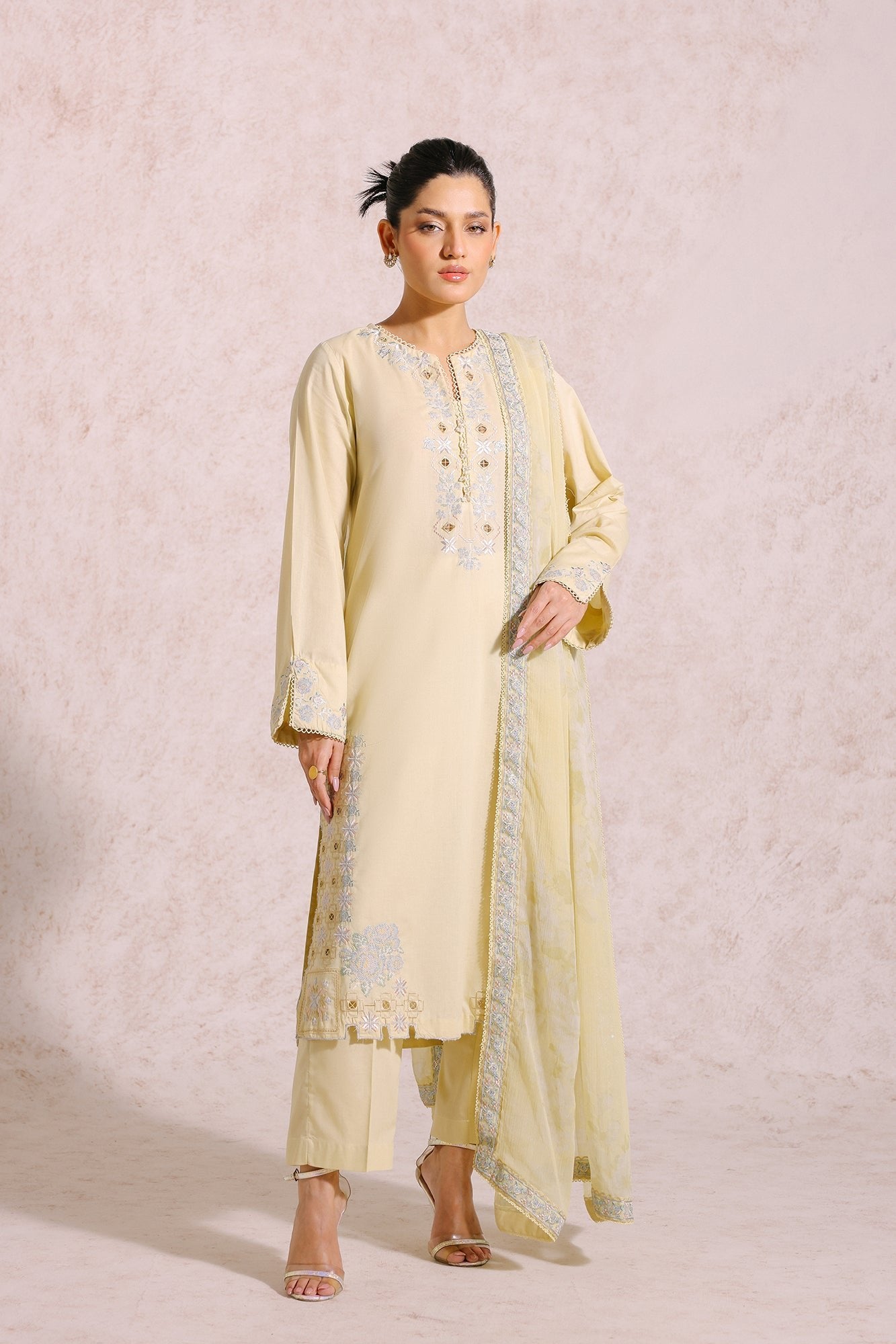 Ethnic 3 Piece Embroidered Chiffon Suit (E0547/105/115)