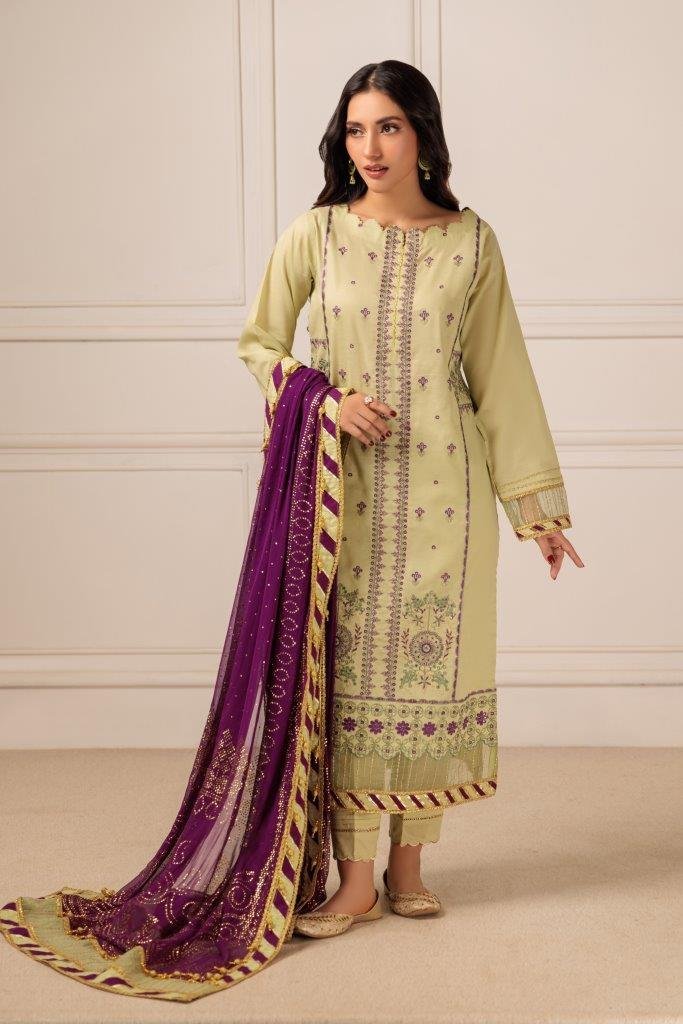 BONANZA SATRANGI 3PC EMBROIDERED CAMBRIC SUIT (HV1K233P05)