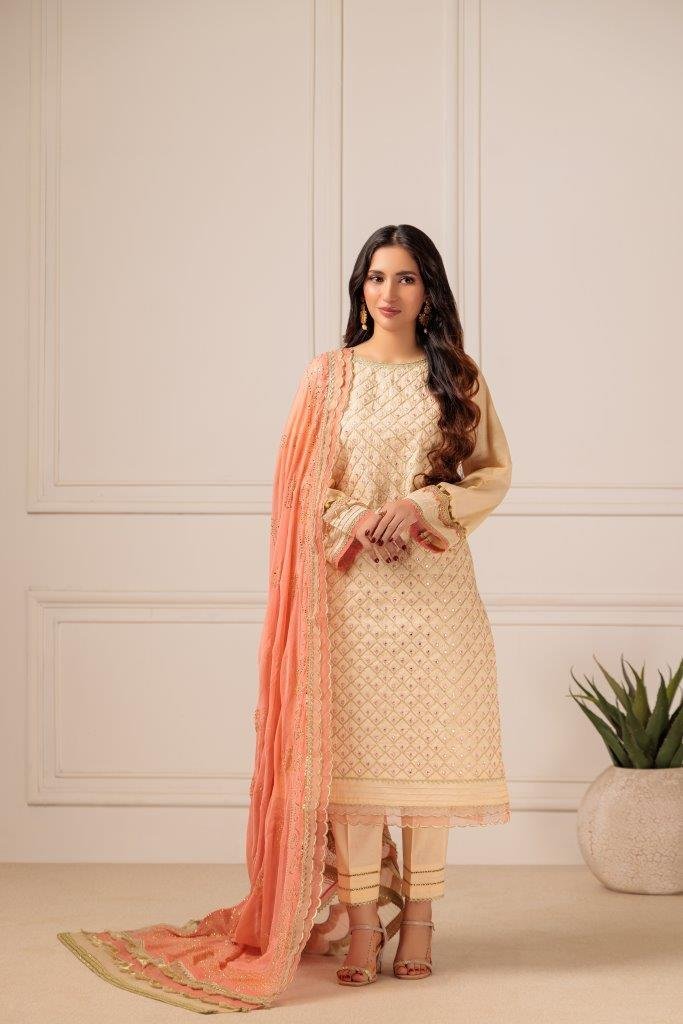 BONANZA SATRANGI 3PC EMBROIDERED CAMBRIC SUIT (HV1K233P06)