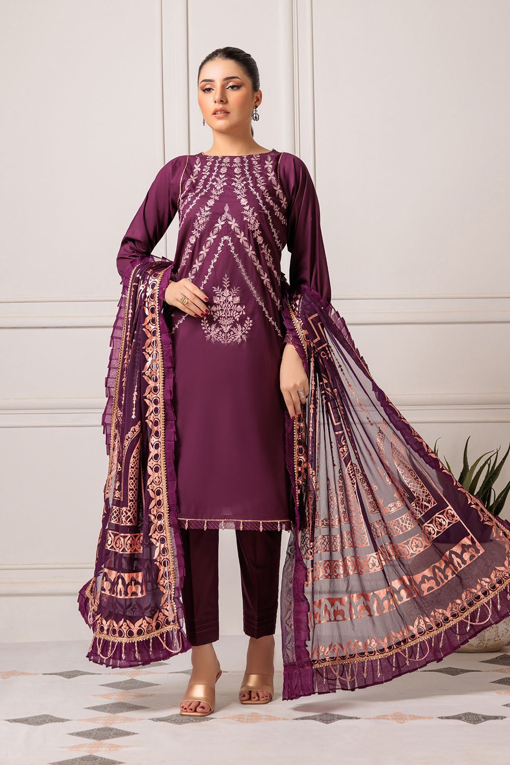 BONANZA SATRANGI 3PC EMBROIDERED CAMBRIC SUIT (HV2C233P05)