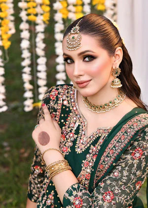 Agha jaan 3Pc Embroidered Chiffon Suit SHABAAB gulbuy.com