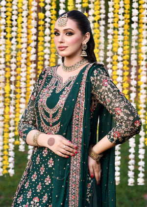 Agha jaan 3Pc Embroidered Chiffon Suit SHABAAB gulbuy.com